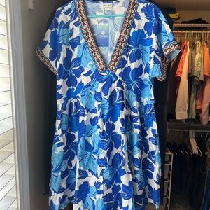 Cupshe Women’s Blue Floral V-Neck Dress